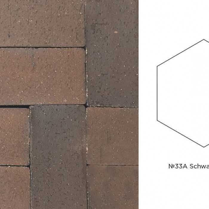 Клинкерная брусчатка Muhr №33A Schwarz-braun, гексагон 200x20 мм